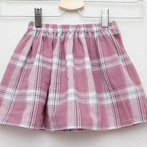 子供用スカート　チェック（ピンク地）サイズ80－90