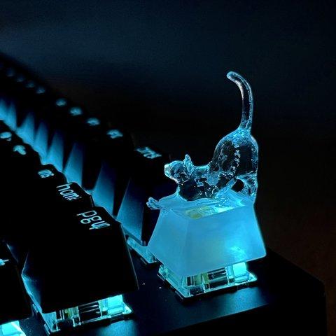せのび猫 ネコ キーキャップ かわいい おしゃれ ゲーミングキーボード ゲーミングPCにおすすめ