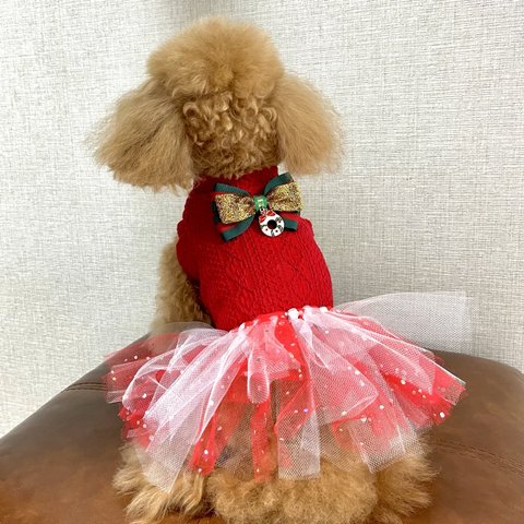 犬服 チャーム付きXmasワンピース