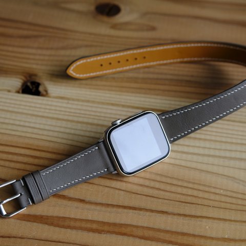 キャンペン中 高級革使用のApple Watchベルト　2重巻きタイプ　時計ベルト レザー　腕時計　革ベルト　皮　革