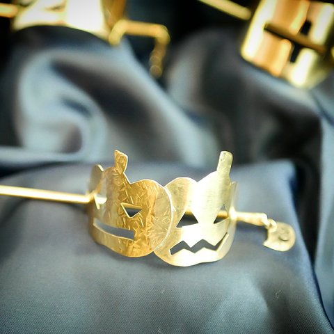 大人ハロウィン♪Brass(真鍮）マジェステ～ヘアーアクセサリー【お化けカボチャ】ジャックオーランタン