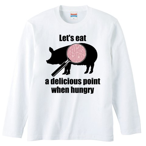 [ロングスリーブTシャツ] Delicious points / 豚