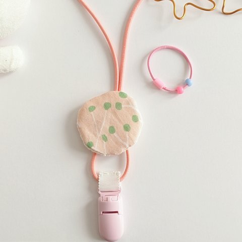 【補聴器ストラップ】ベビー＆キッズ/木ピンク/ピンク×ピンク