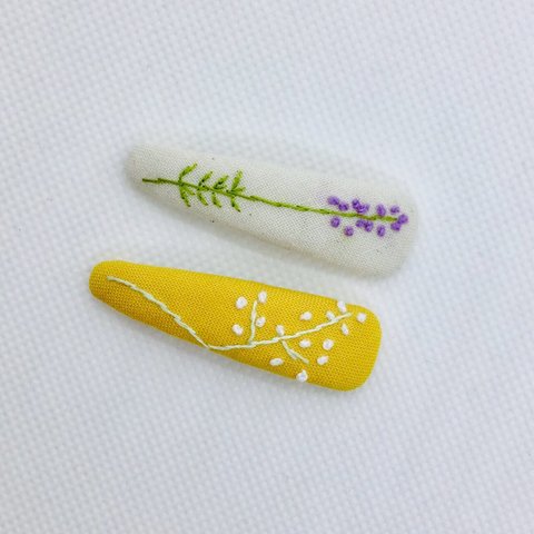 50%オフ　刺繍　ヘアピン 2個セット　パッチンピン