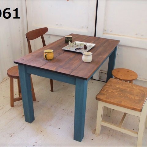 ダイニングテーブル　【1700×800】（ツートン・ブルー）