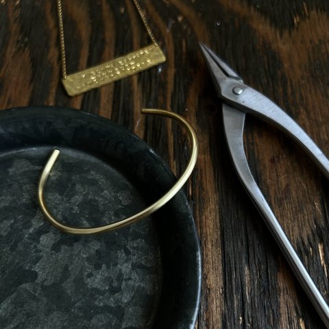 【 plane 】3mm brass bangle /  真鍮 シンプル バングル ペア