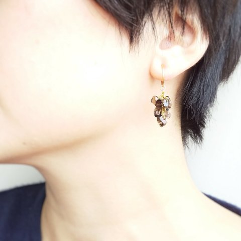 連なる欠片 × smokey quartz : ノンホールピアス / ピアス