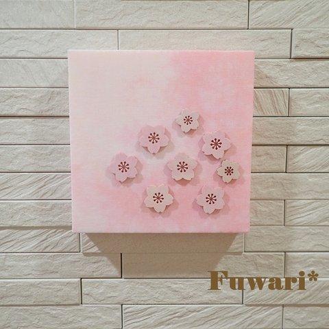 【15×15cm】軽量ファブリックパネル_桜（木製パーツ）5