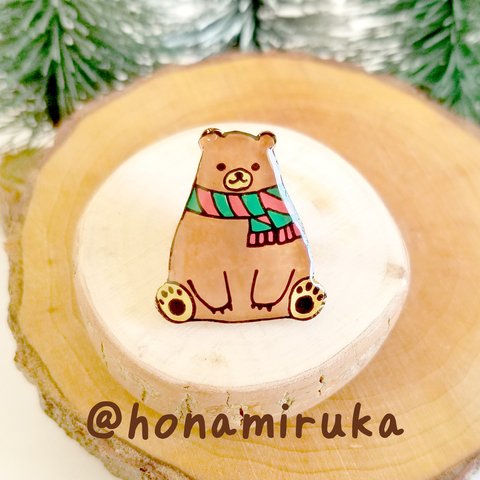 クリスマス★クマのピンバッチ