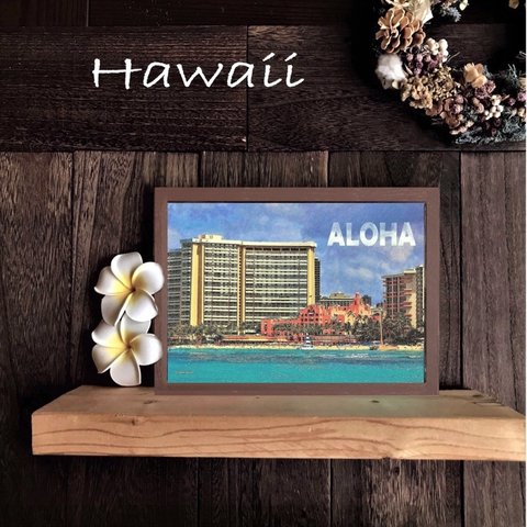 【送料無料】南国の風景☆HAWAII No.24     　　              フレーム付    A4サイズ