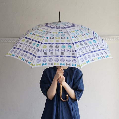 竹の傘 stamps 晴雨兼用 長傘 ALCEDO 161052 日傘 雨傘 スタンプ 竹ハンドル