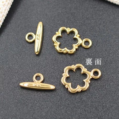 M1512  3套 アクセサリー金具 マンテル 花 ゴールド   3X【1セット】