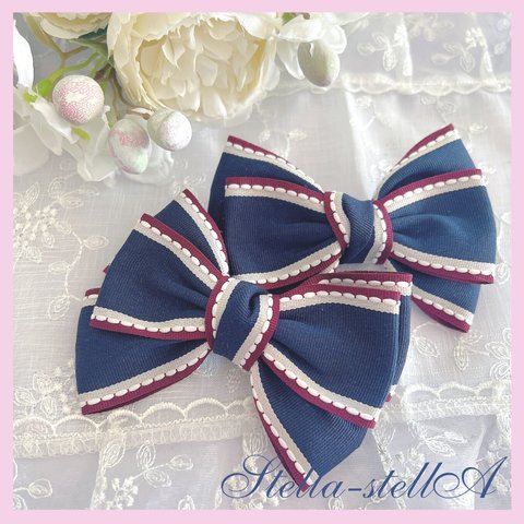 リボン ♡ブルーのかわいいトリプルリボン ＊Cute Ribbon＊　