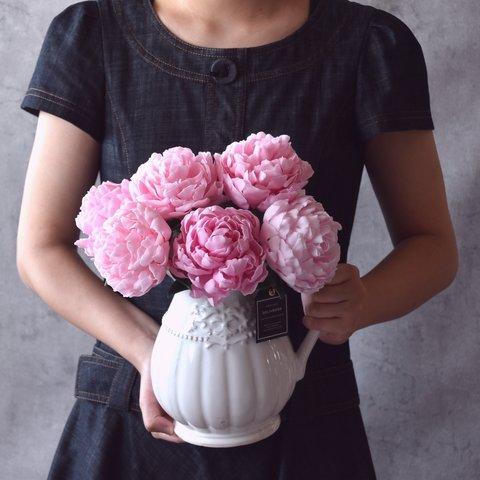◆粘土のお花◆ 芍薬（シャクヤク）　ピンク　 ピッチャーポット・・・S810