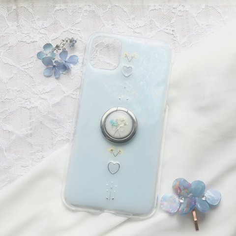 paleblue ♡スマホリング  押し花iPhoneケース iPhone1 3 12 SE2 iPhoneケース スマホケース  Android Galaxy Xperia  SE2 全機種 韓国