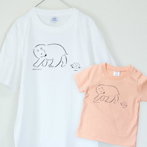 【親子セット】シロクマとハリネズミ HYGGELIG × satonekoto アウトドア キャンプ Tシャツ H302