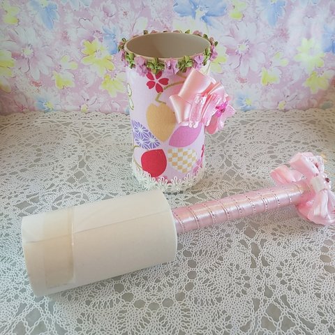 【衣類・テーブル用】桜柄ピンクの可愛いコロコロ＆ケース