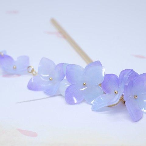 2way紫陽花かんざし♥紫陽花の涙 -青紫色-