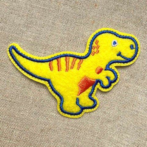 アップリケワッペン 恐竜フェルト ティラノサウルス イエロー CW　w-2167