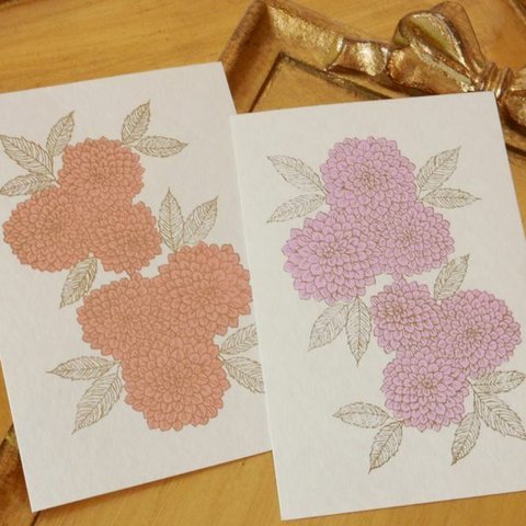 "とっておきのポストカード”  SILKSCREEN POST CARD 2PC SET -DAHLIA-