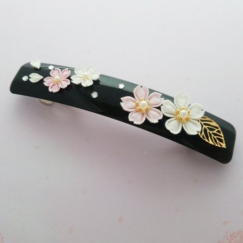 桜花爛漫バレッタ　∗つまみ細工∗