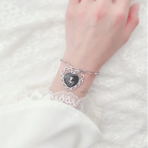 1/11新作＊ lace heart oval chain bracelet