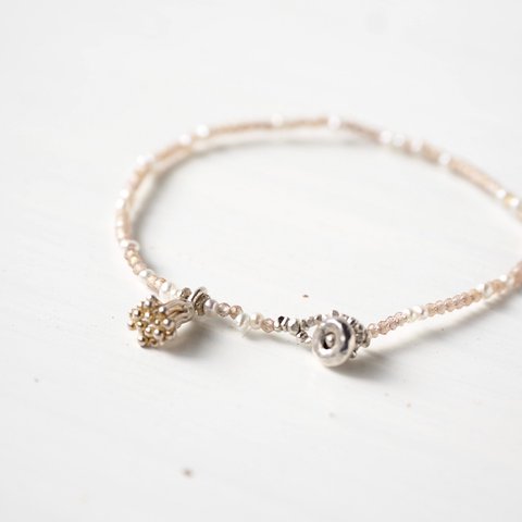 -Brown zircon・Pearl- bracelet