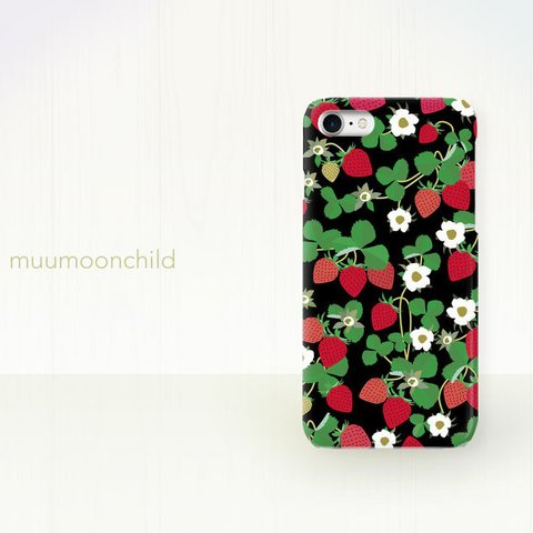 スマホケース　Strawberry (black)  【受注生産】