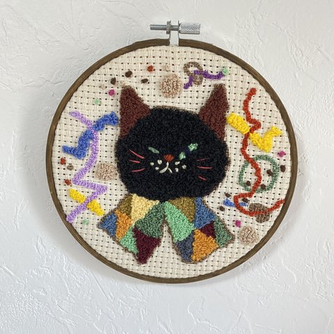 刺繍枠16.5cm 「黒猫」