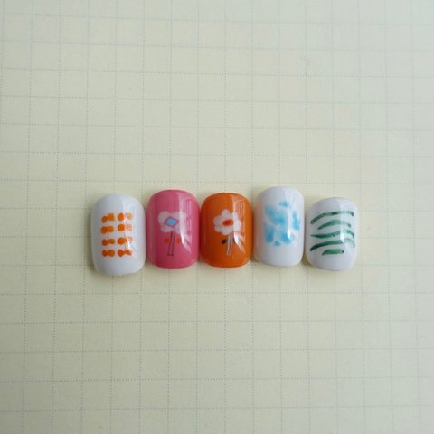 nail tip colorful /北欧ネイル/カジュアルネイル/ショートネイル