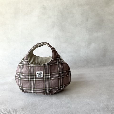 ころりんバッグ　Sサイズ　巾着付　ミニバッグ　丸い　ハンドバッグ　＊kororin bag＊タータンチェック＊