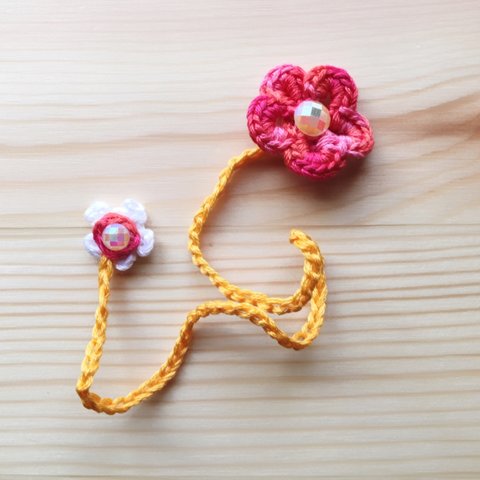 かぎ針編みで作る キラキラお花のしおり ブックマーク（ＭＩＸ）