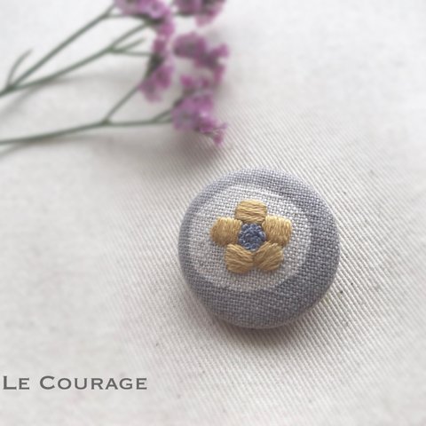 【mini】お花の刺繍ブローチ(黄色)