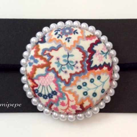 400円→300円リバティくるみゴムパール刺繍(