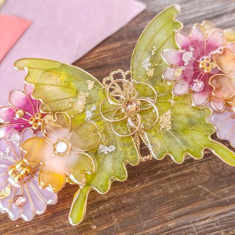 （B）忘れ花と蝶バレッタ〜花〜（hair ornaments of butterfly&forgetten flower〜flower〜）
