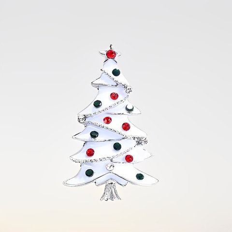 H1738 クリスマスツリー モチーフ ブローチ/シルバー
