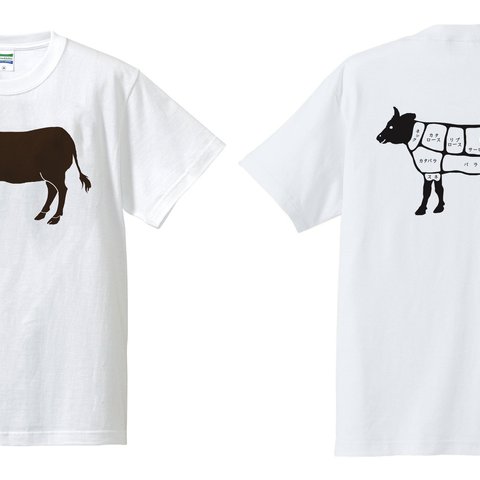 牛肉の部位Tシャツ ~両面バージョン~【メンズ・レディース】ホワイト Tシャツ