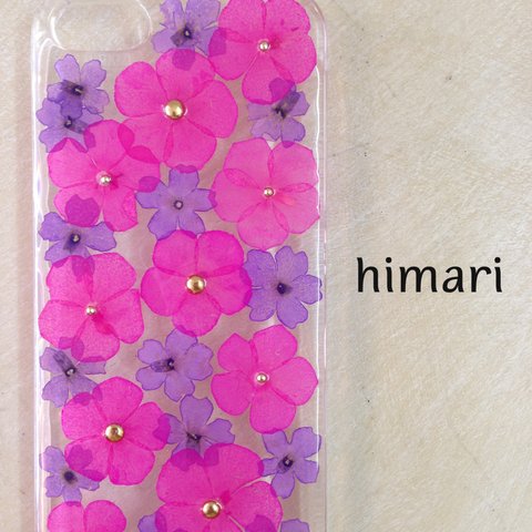 【受注製作08】iphone/スマホ 押し花ケース　本物のお花使用