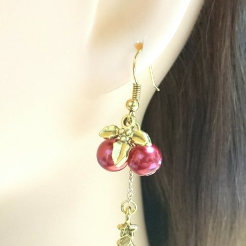 クリスマス ヒイラギ&ツリー ピアス