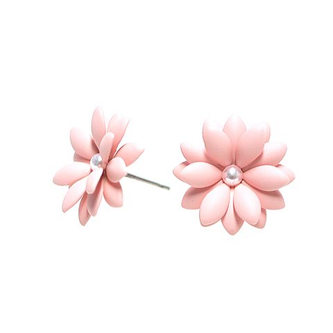 SALE【1ペア】チタン芯！コーラルピンクカラー18枚の花びら〜FLOWERピアス、パーツ