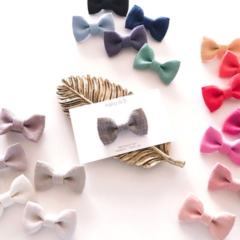 linen ribbon clip    ＊ BABY & KIDS ＊　へゴムに無料変更可能