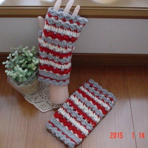 ☆☆彡Fingerless Mittens松葉編み