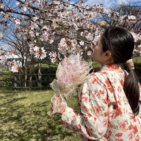 【送料込み】 Wedding bouquet pink:ブーケ・ブートニア・ヘアードセット