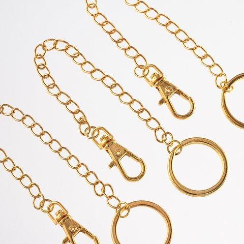 バッグチャーム　チェーン　パーツ　金具　ゴールド　14cm　20本　ナスカン　二重リング　セット　アクセサリー　手芸 AP2660