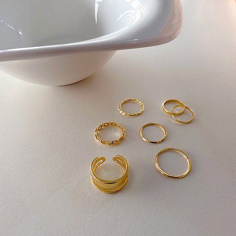韓国ファッション　こなれゴールドセットリング　指輪　アクセサリー　-1209