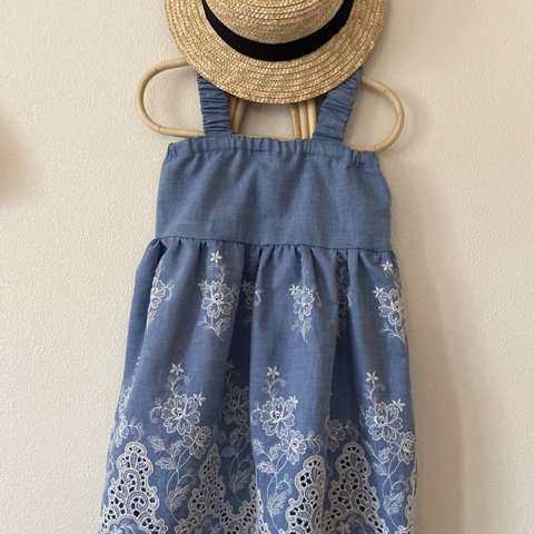 花柄刺繍キャミワンピース　ベビー服　キッズ服　70-90サイズ 1歳誕生日　サマーワンピース