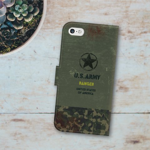 「U.S.ARMY RANGER」手帳型スマホケース（iPhone・Android対応）#sc-0048-b【受注生産・通常5～6営業日発送】