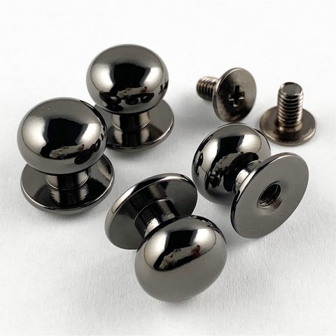 【KAMONレザー】ギボシ ブラックニッケル 4個セット 頭12mm ネジ式 留め具 金具 レザークラフト 手芸 パーツ #2885