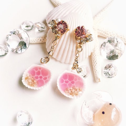 ♡Shell drop ピアス (ピンク)♡
