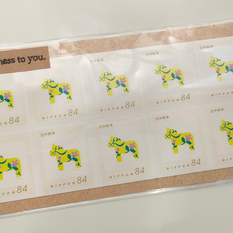 84円切手　ダーラナホース　キイロ　10枚セット